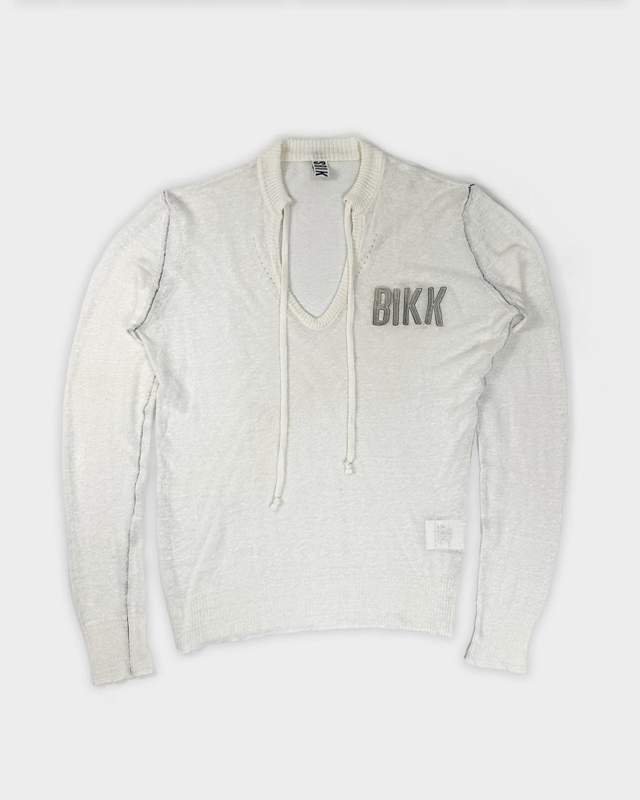 Dirk Bikkembergs White Linen Logo Top 2000's