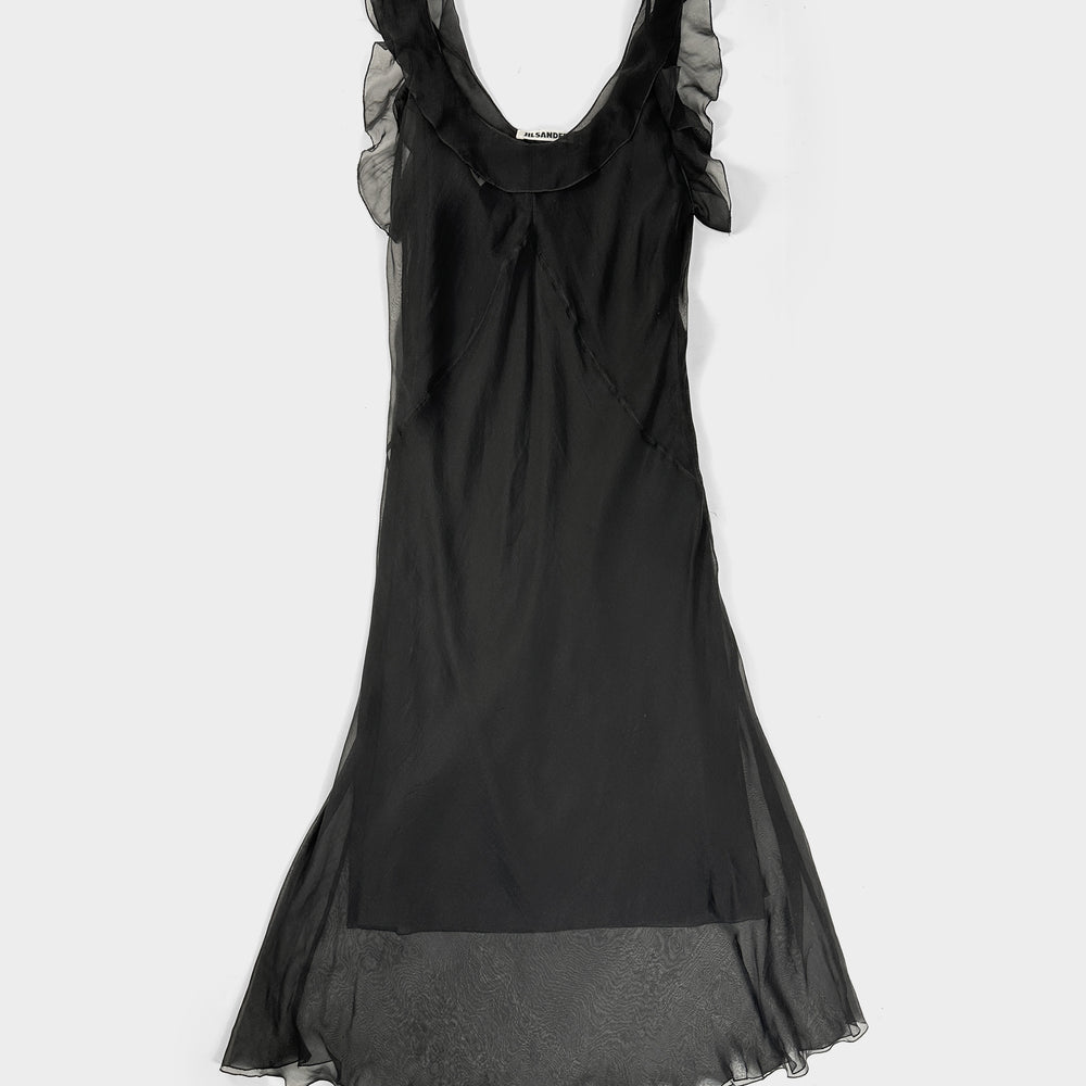 Jil Sander 2-Pieces Black Silk Dress 2000's