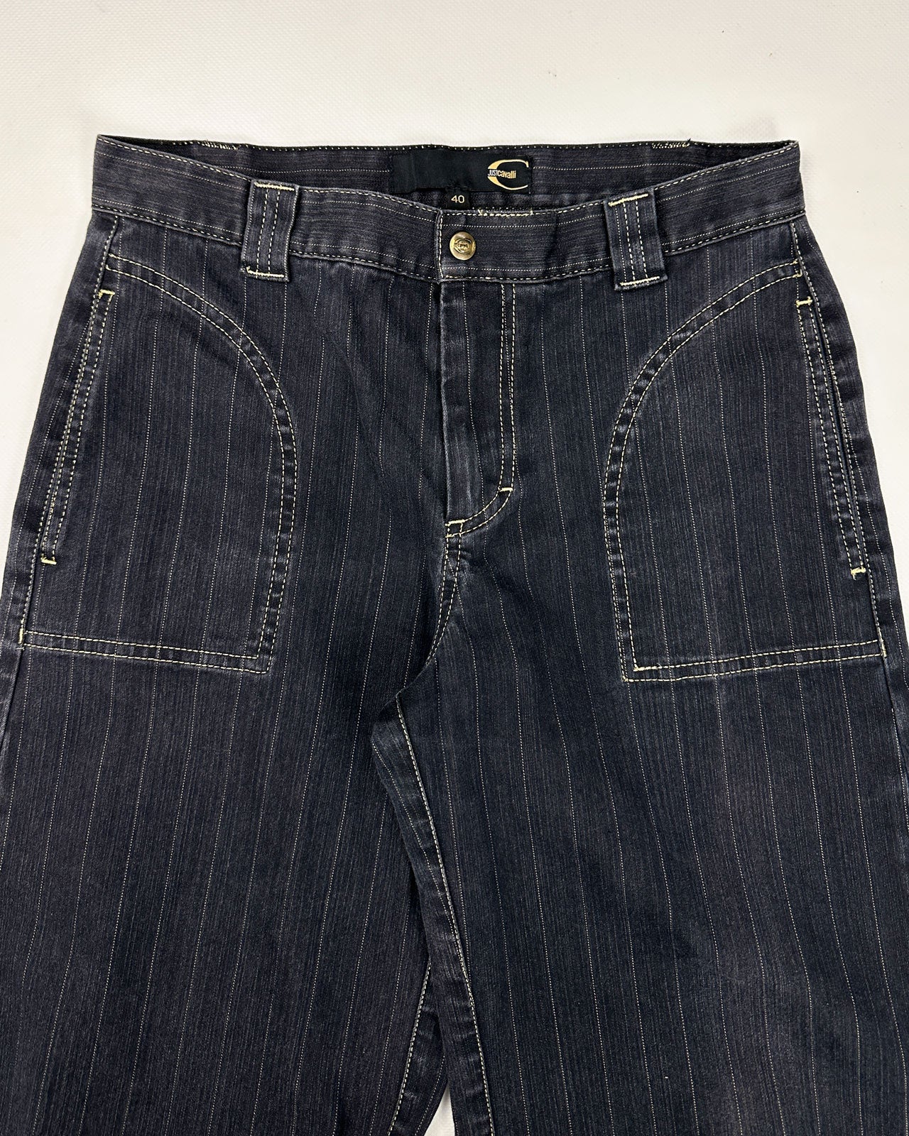 Just Cavalli Striped Denim Pants 2000's