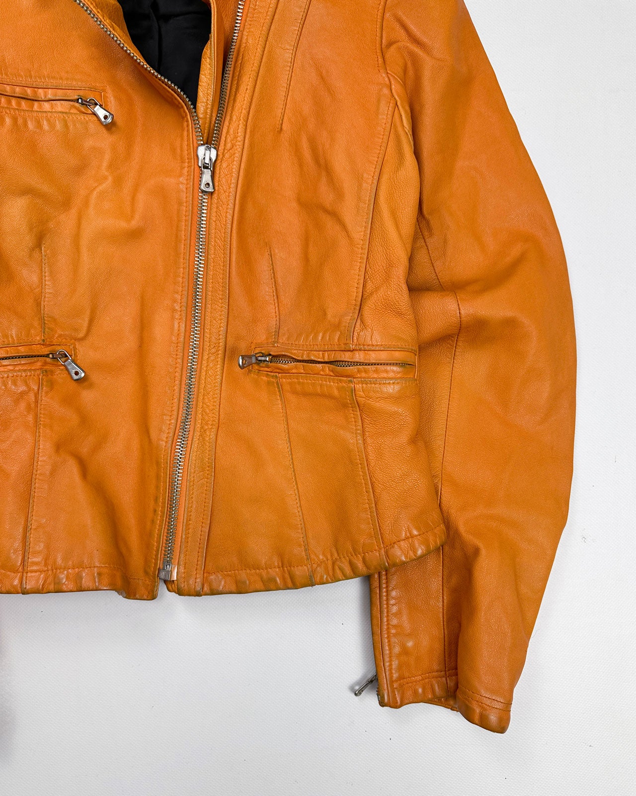 Dolce & Gabbana Orange Leather Jacket 2000's