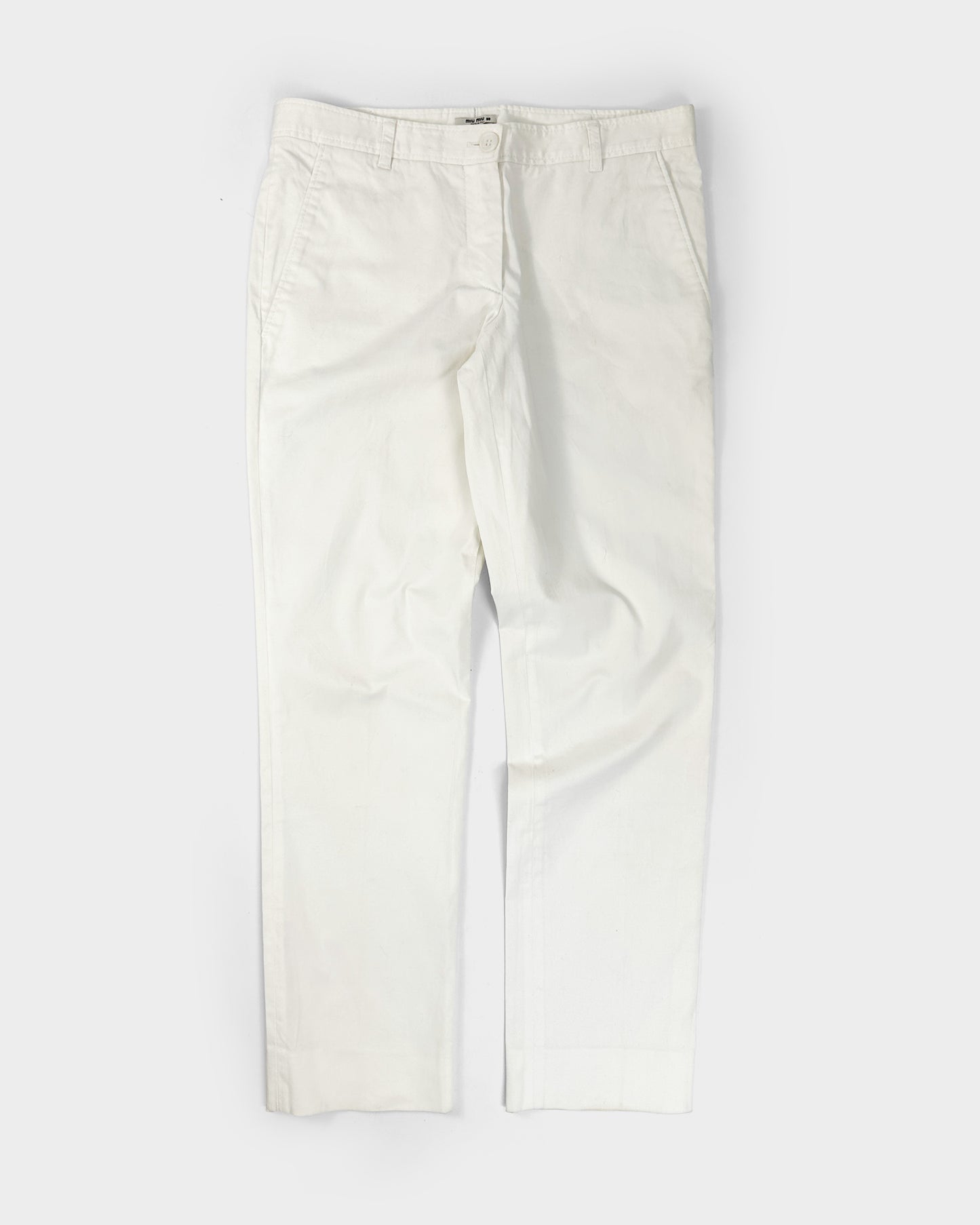 Miu Miu White Cotton Tailored Pants 2000's