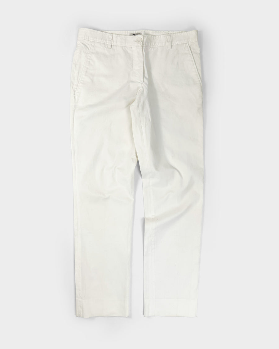 Miu Miu White Cotton Tailored Pants 2000's