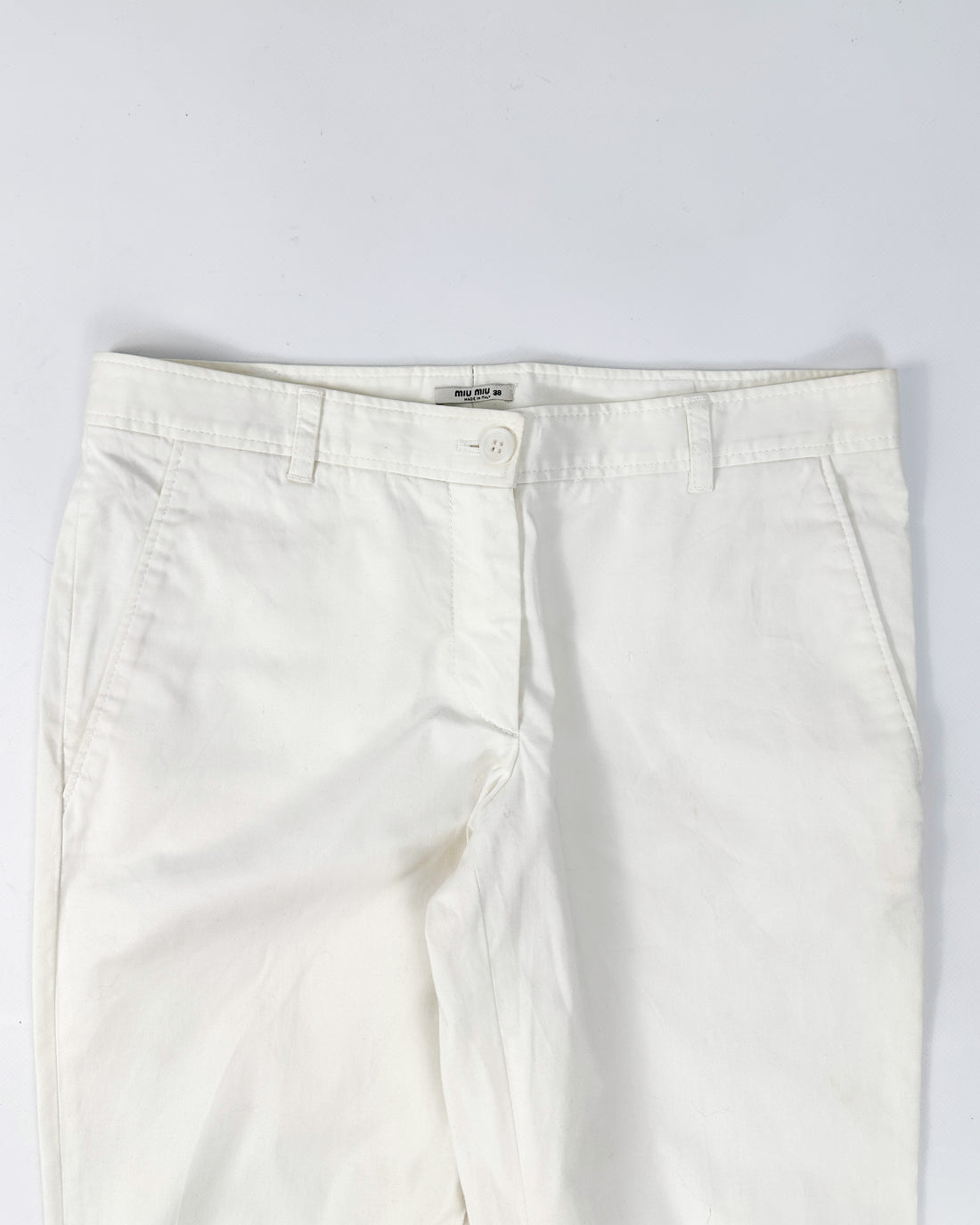 Miu Miu White Cotton Tailored Pants 2000's