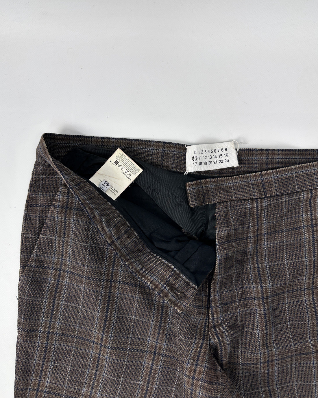 Maison Margiela 10 Checkered Wool Brown Pants 1990's