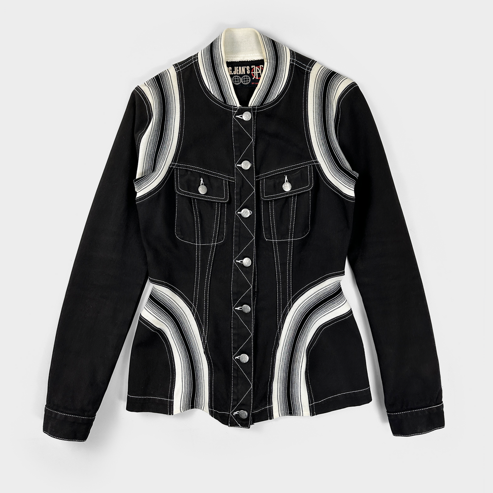 Jean Paul Gaultier Black & White Denim Jacket 1990's