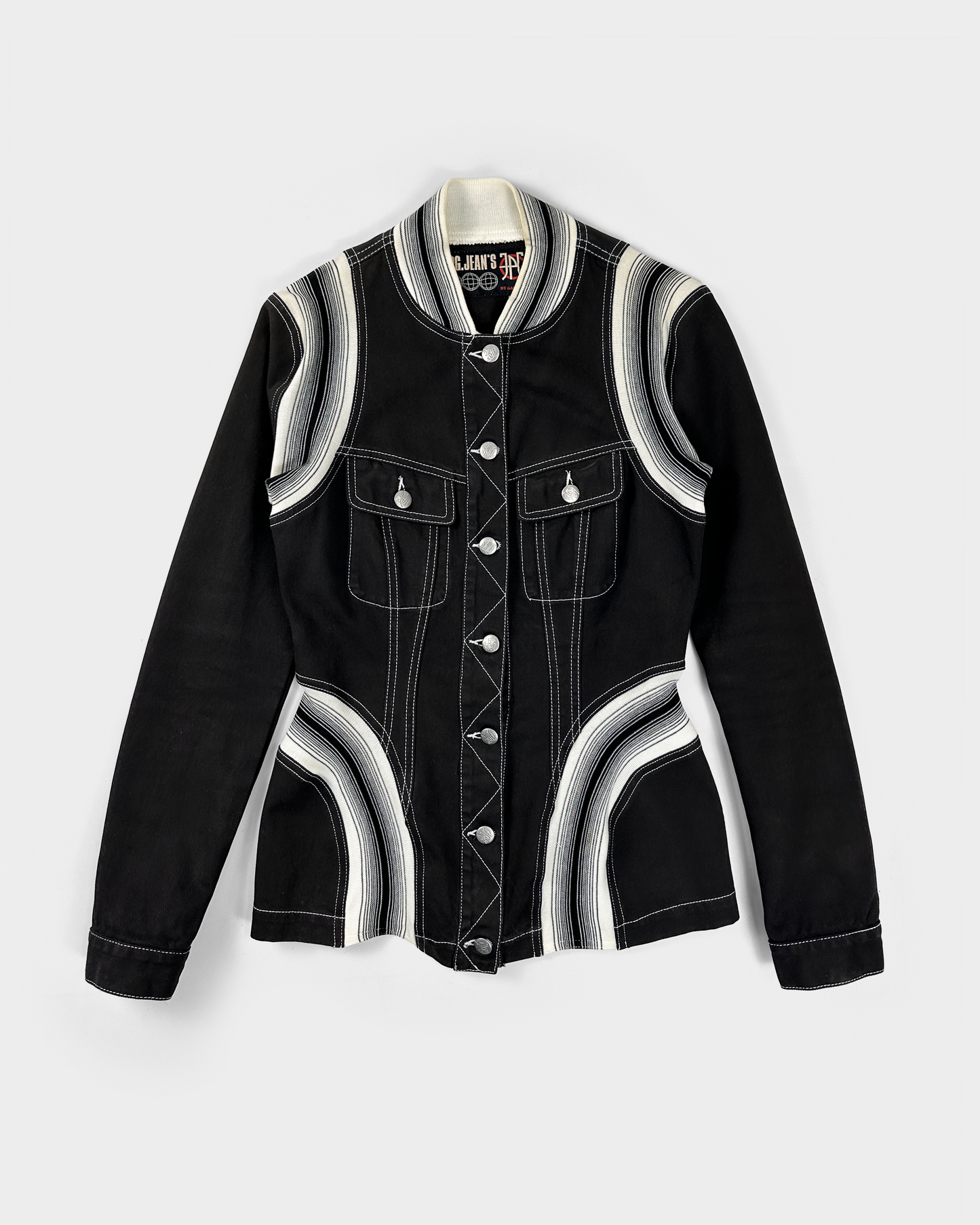 Jean Paul Gaultier Black & White Denim Jacket 1990's