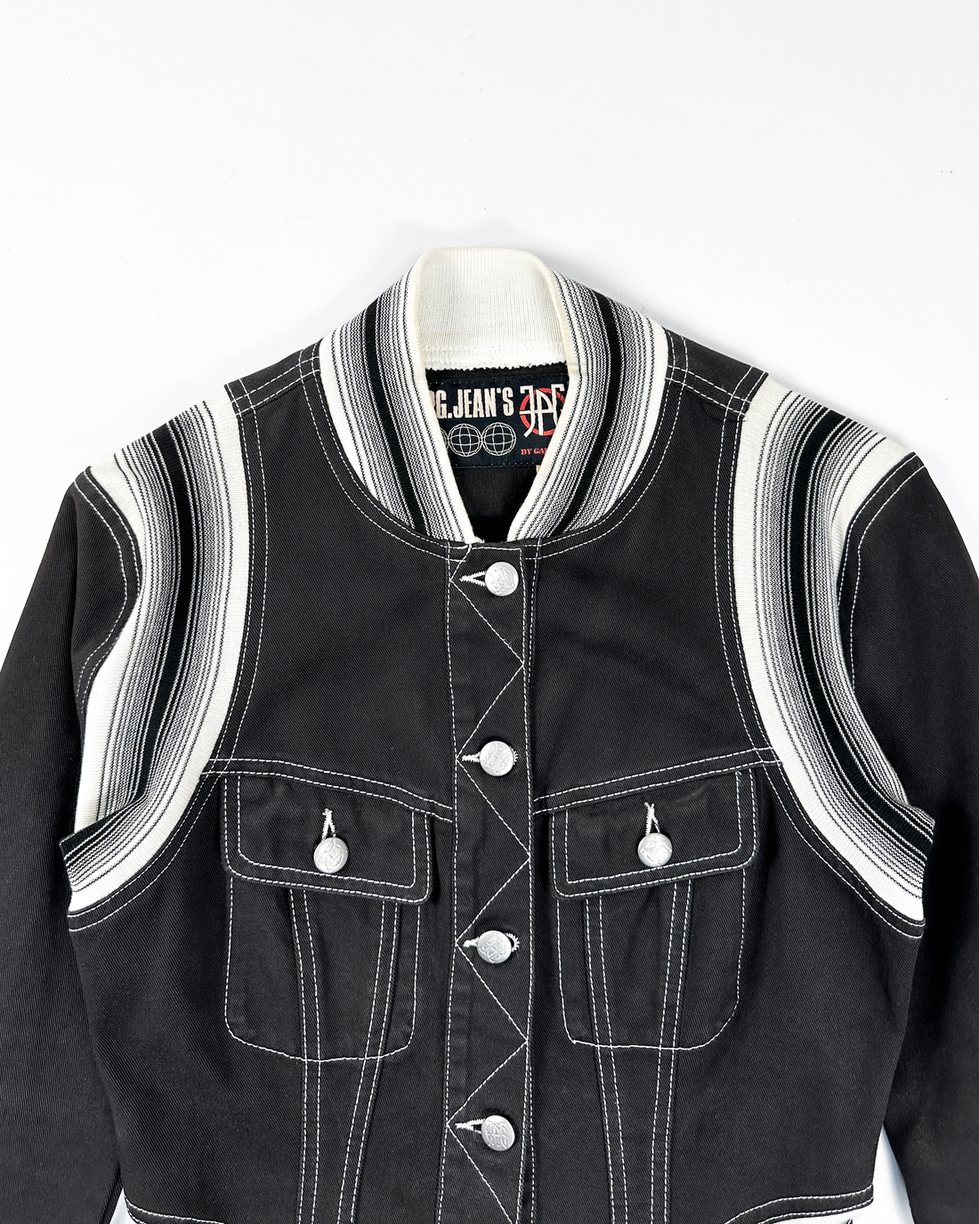 Jean Paul Gaultier Black & White Denim Jacket 1990's