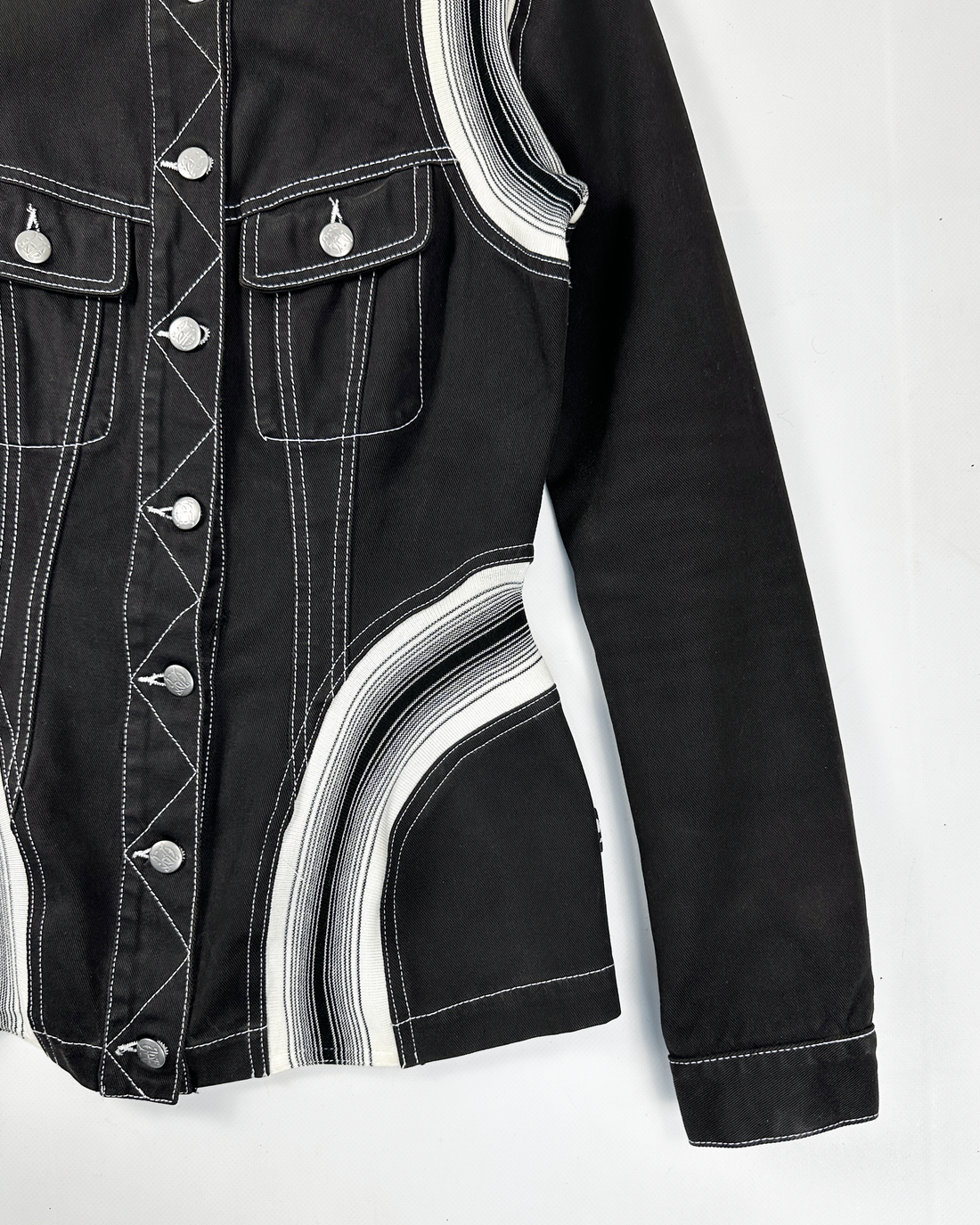 Jean Paul Gaultier Black & White Denim Jacket 1990's