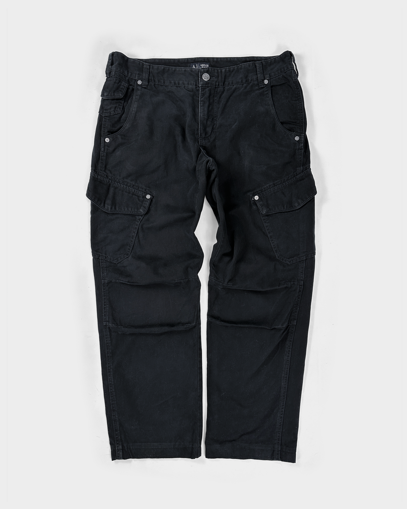 Armani Jeans Heavy Black Cotton Cargo Pants 2000's – Vintage TTS Armani Jeans Heavy Black Cotton Cargo Pants 2000's – Vintage TTS