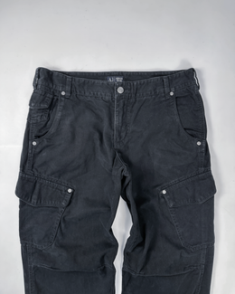 Armani Jeans Heavy Black Cotton Cargo Pants 2000's