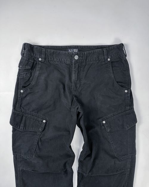 Armani Jeans Heavy Black Cotton Cargo Pants 2000's – Vintage TTS