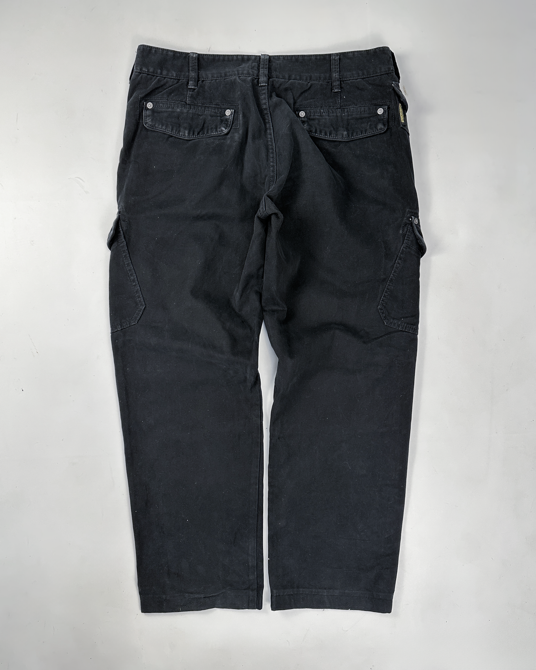 Armani Jeans Heavy Black Cotton Cargo Pants 2000's