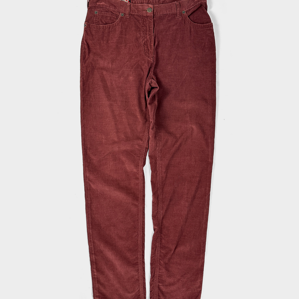 Jean Paul Gaultier Jeans Burgundy Velour Pants 1990's