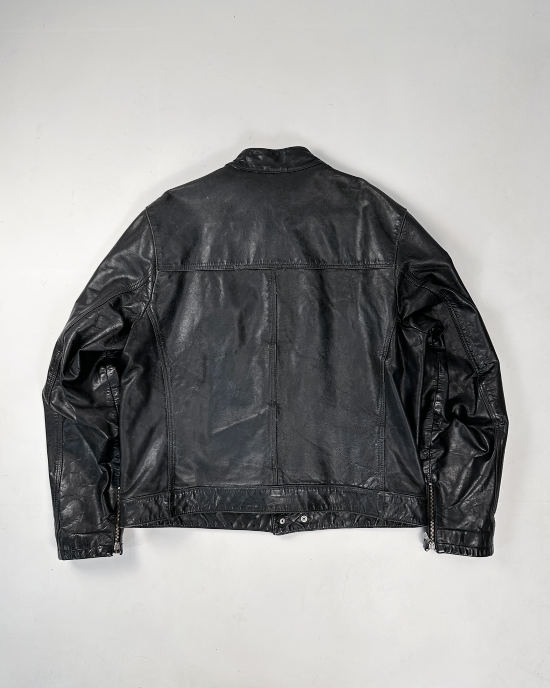 Versace Black 2-Position Black Leather Jacket 1990's