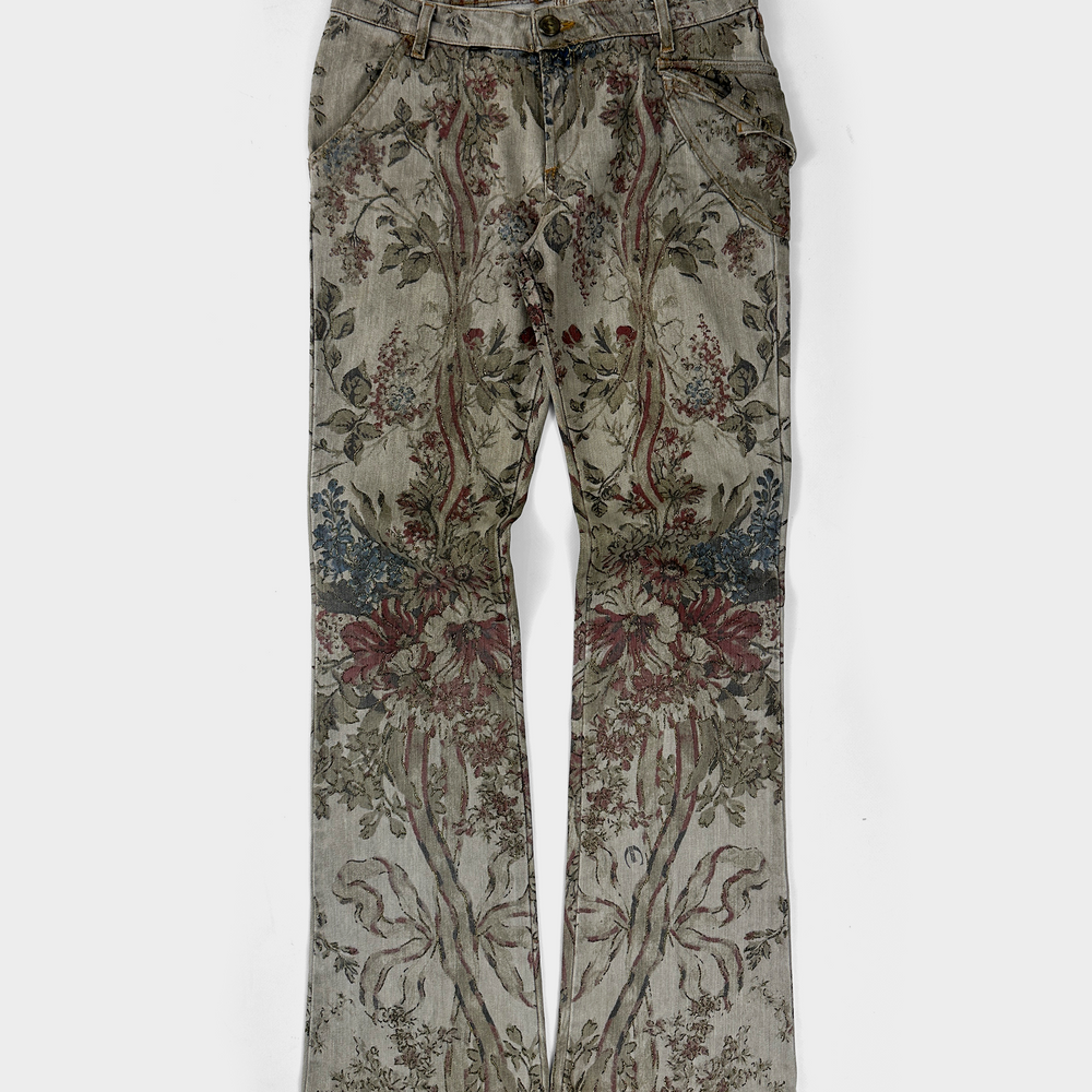 Roberto Cavalli Flowers Print Cotton Pants 1990's