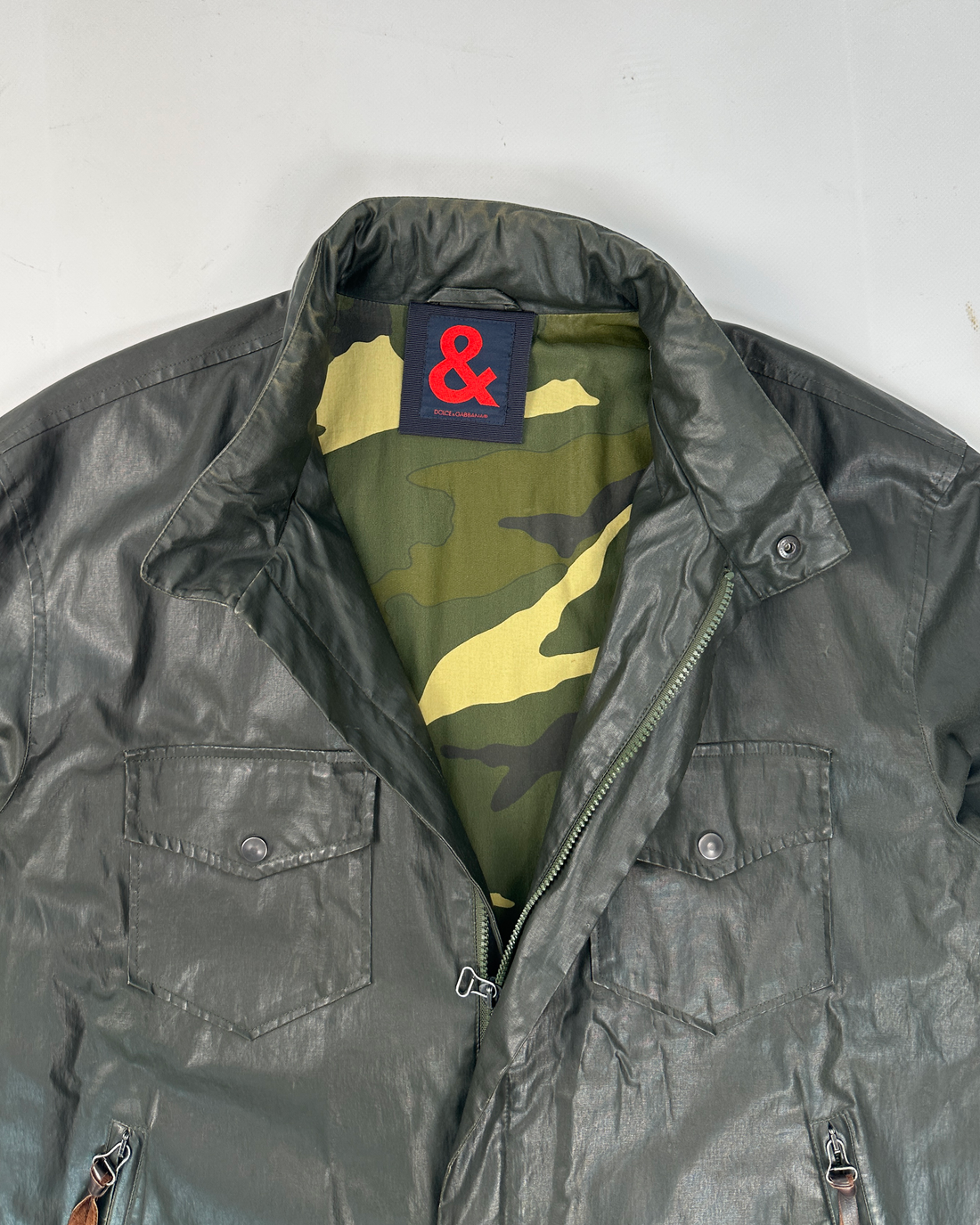 Dolce & Gabbana Waxed Green Light Jacket 2000's