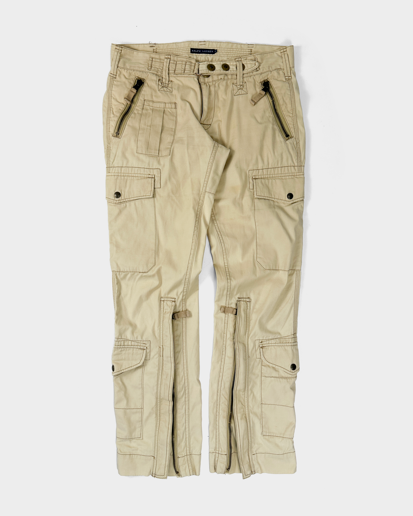 Polo Ralph Lauren 7-Zip Cargo Beige Pants 1990's