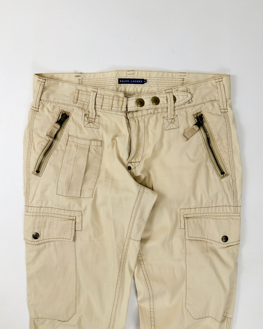 Polo Ralph Lauren 7-Zip Cargo Beige Pants 1990's