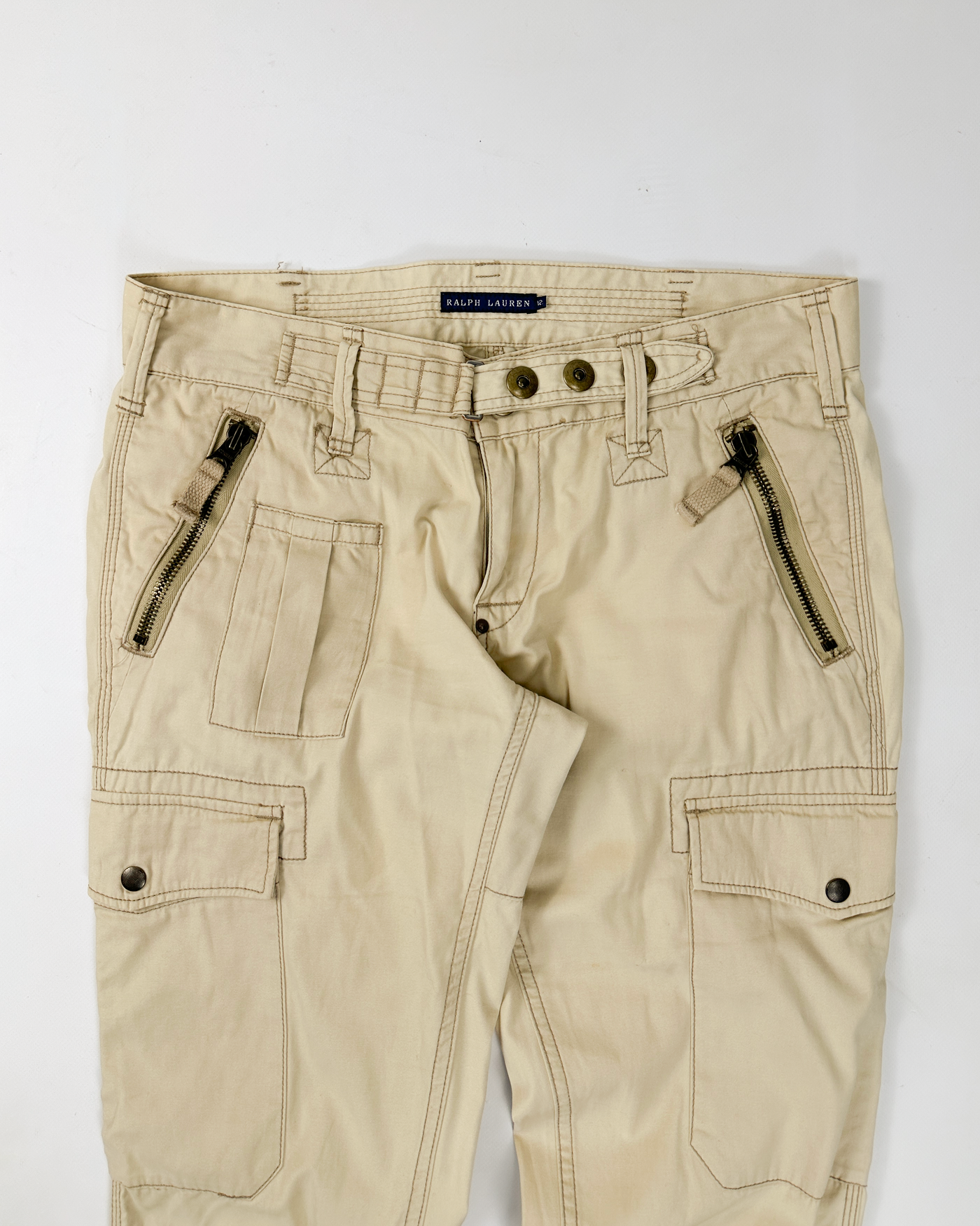 Polo Ralph Lauren 7-Zip Cargo Beige Pants 1990's