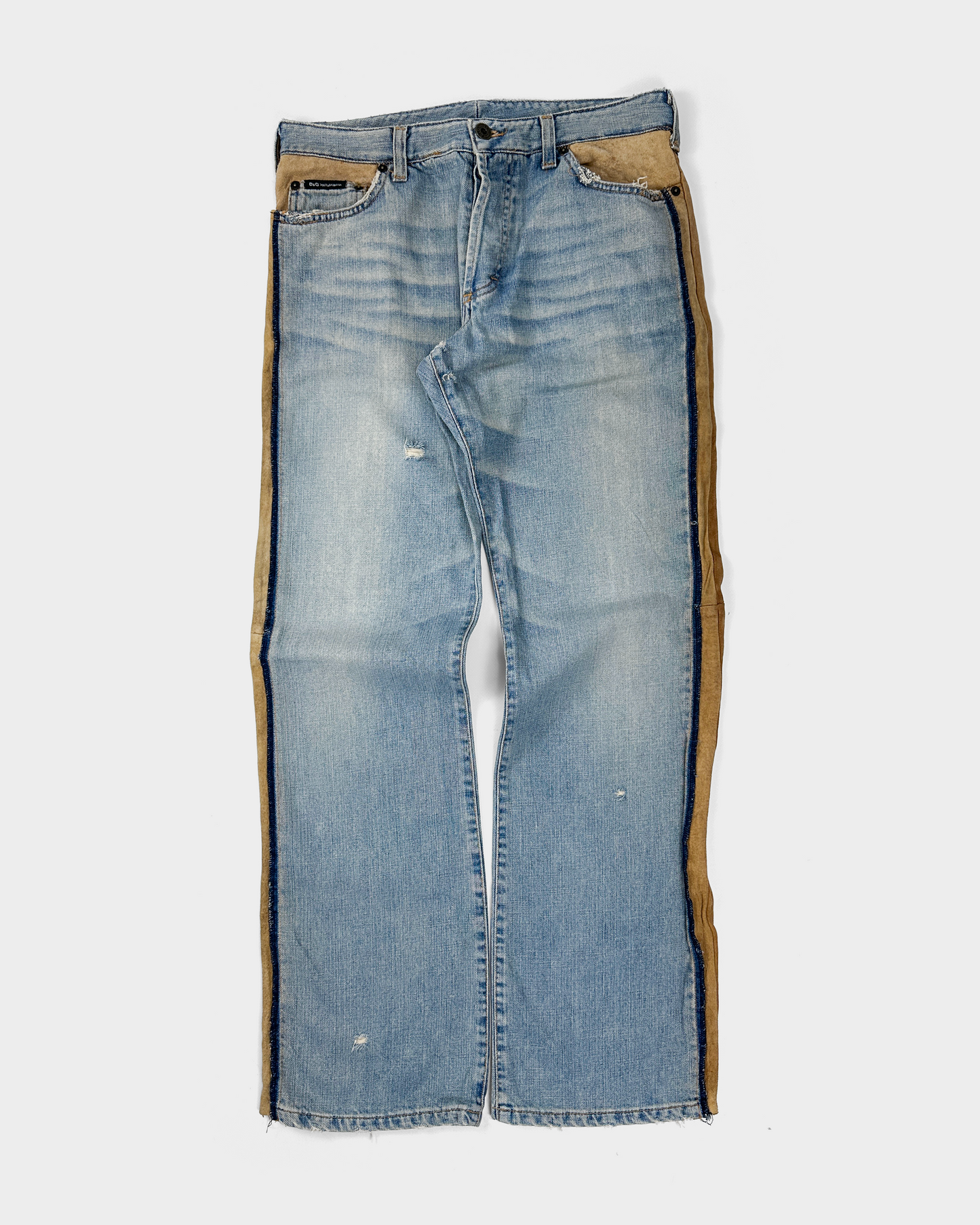 Dolce & Gabbana Leather Sides Denim Pants 2000's