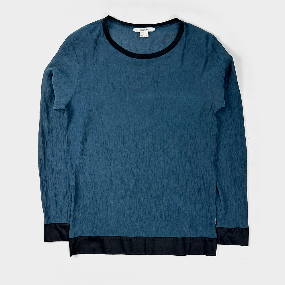 Helmut Lang Textured Blue Long Sleeve Top 2000's