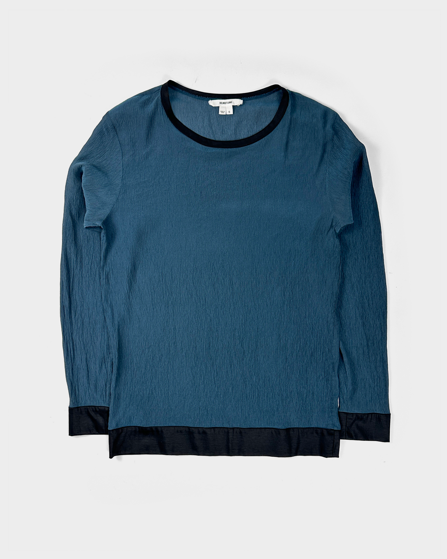 Helmut Lang Textured Blue Long Sleeve Top 2000's