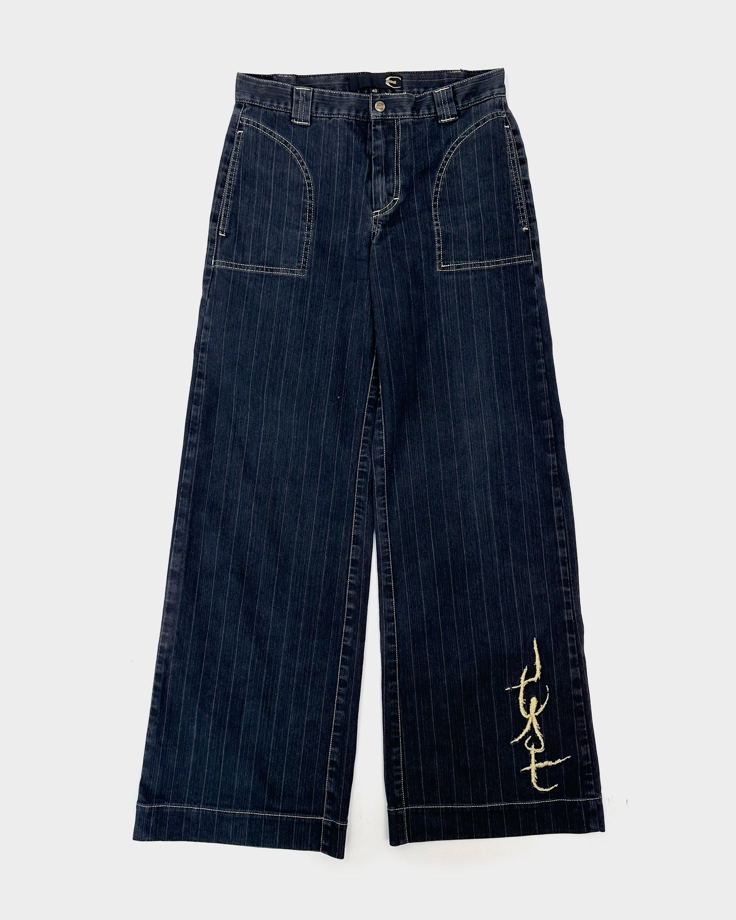 Just Cavalli Striped Denim Pants 1990's