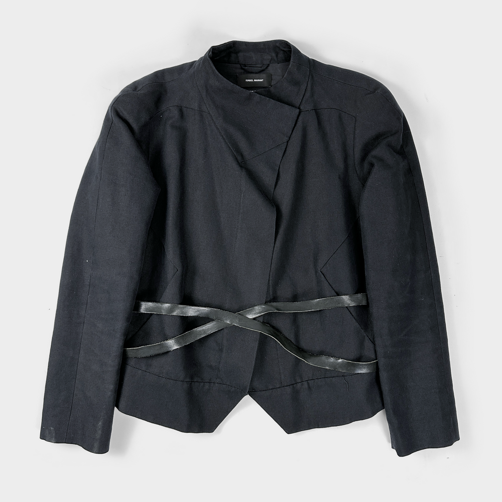 Isabel Marant Belted Black Linen Jacket S/S 2014