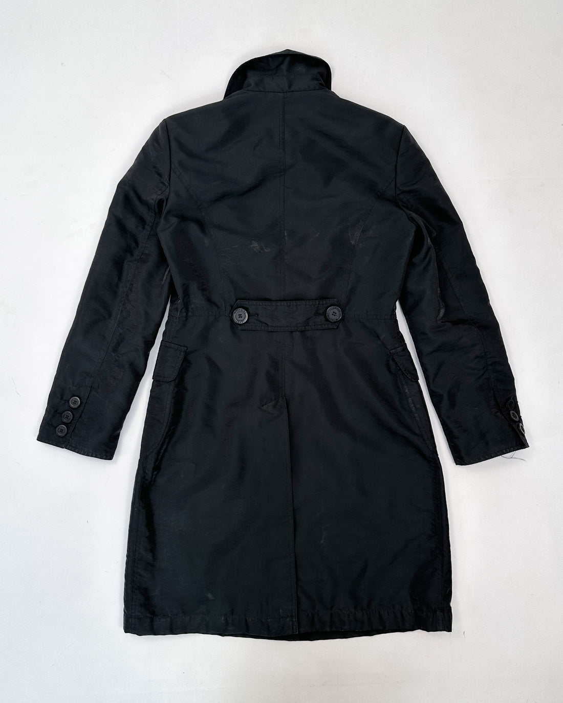 Moschino Black Lion Print Long Coat 1990's