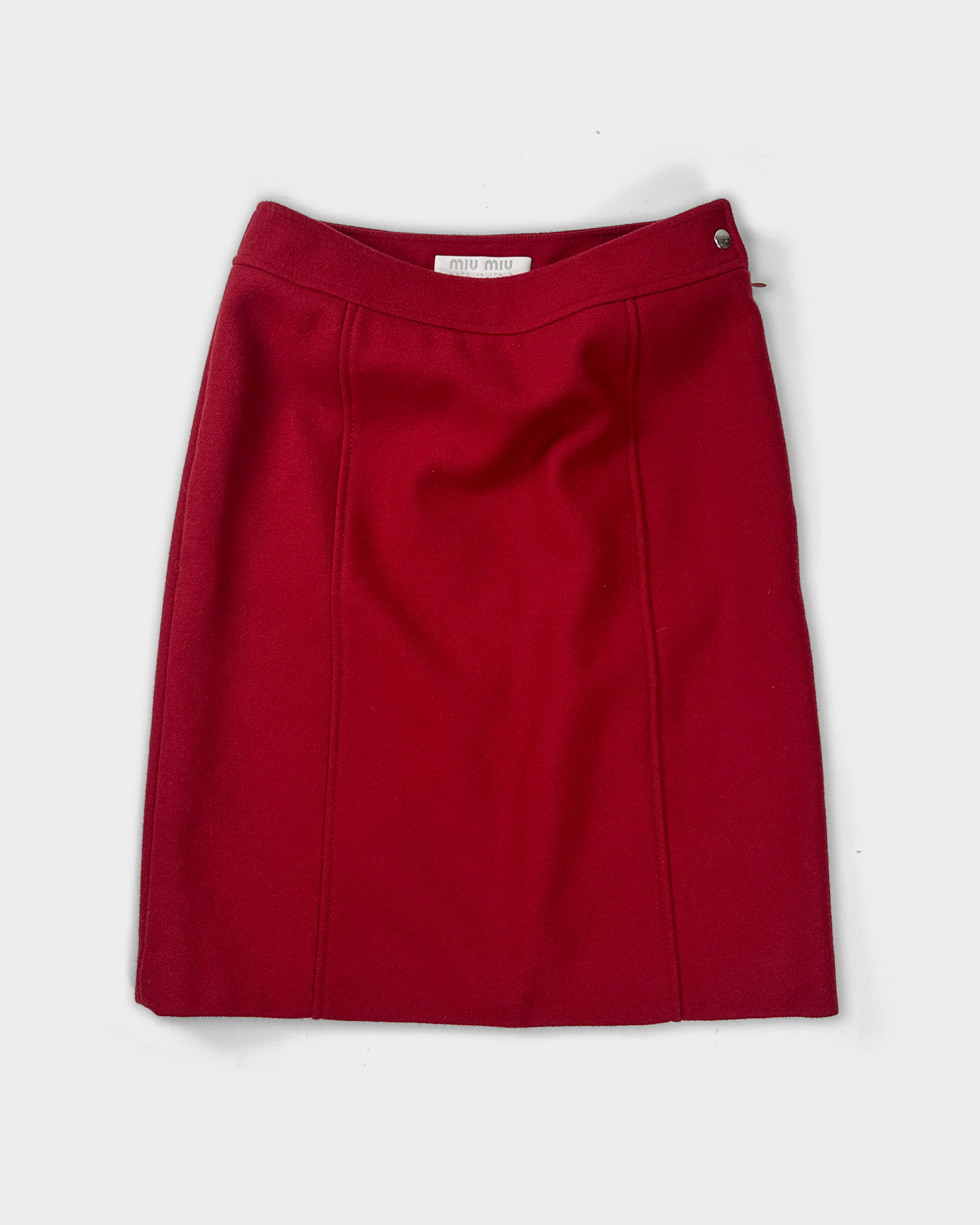 Miu Miu Red Wool Straight Skirt 1990's