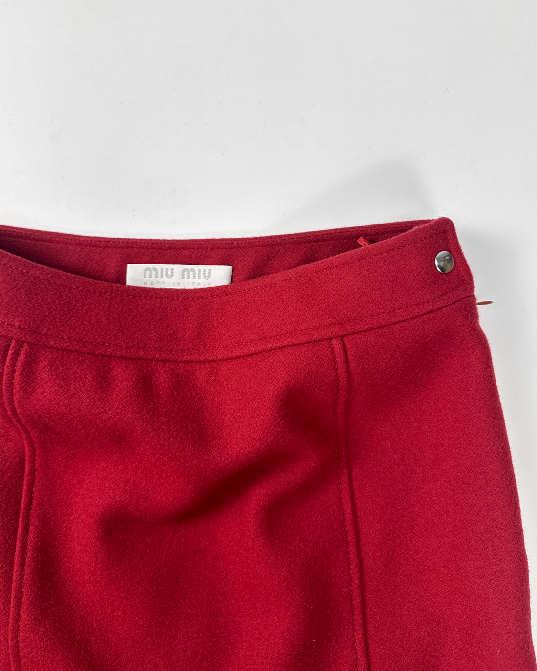 Miu Miu Red Wool Straight Skirt 1990's