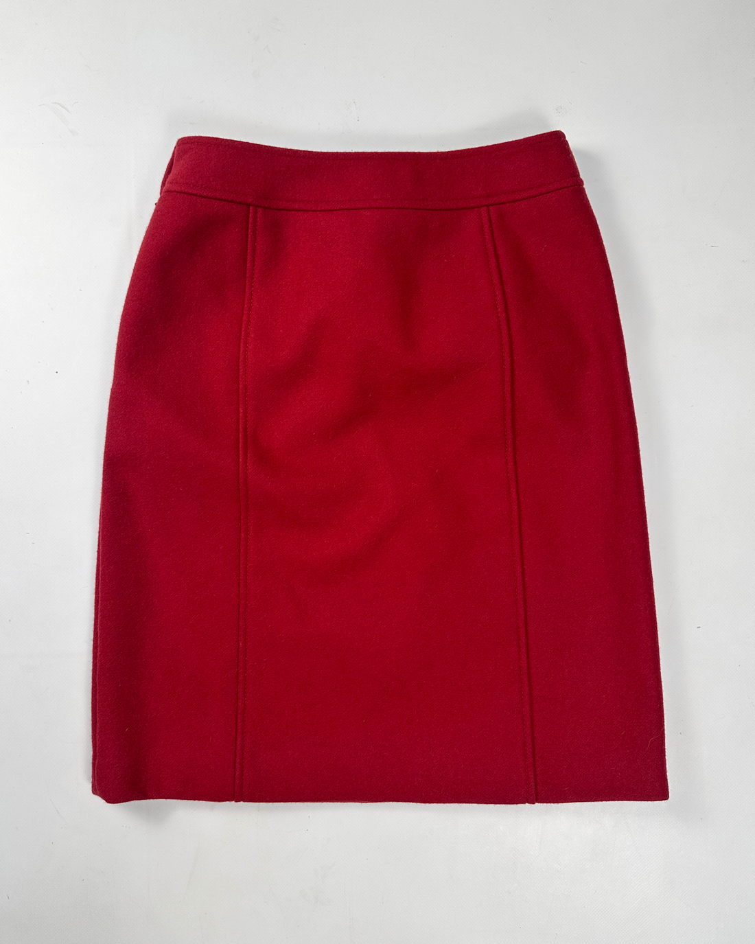 Miu Miu Red Wool Straight Skirt 1990's