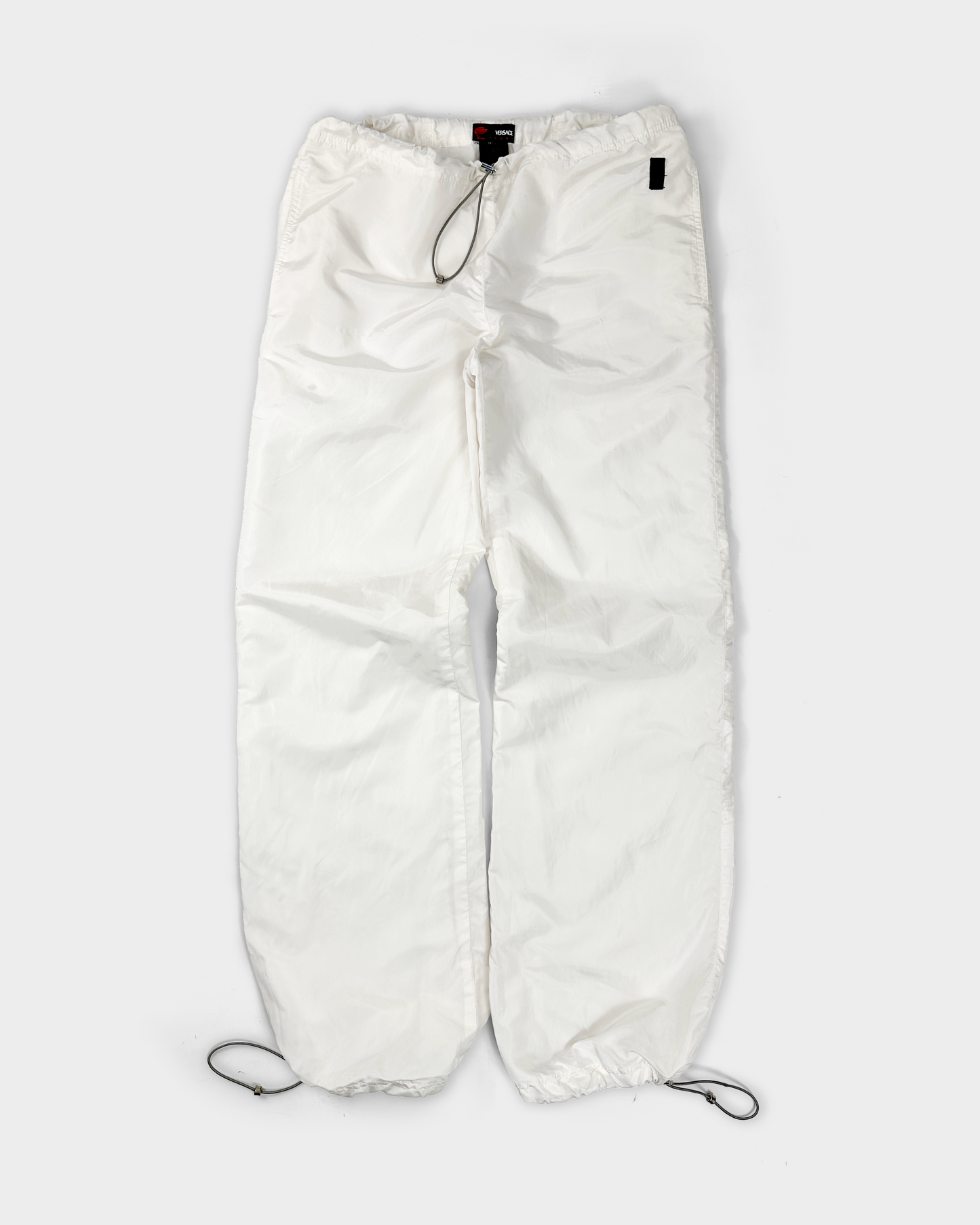 Versace Sport White Nylon Silk Track Pants 1990 s Vintage TTS