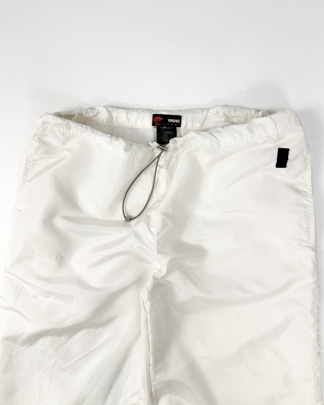 Versace Sport White Nylon + Silk Track Pants 1990's