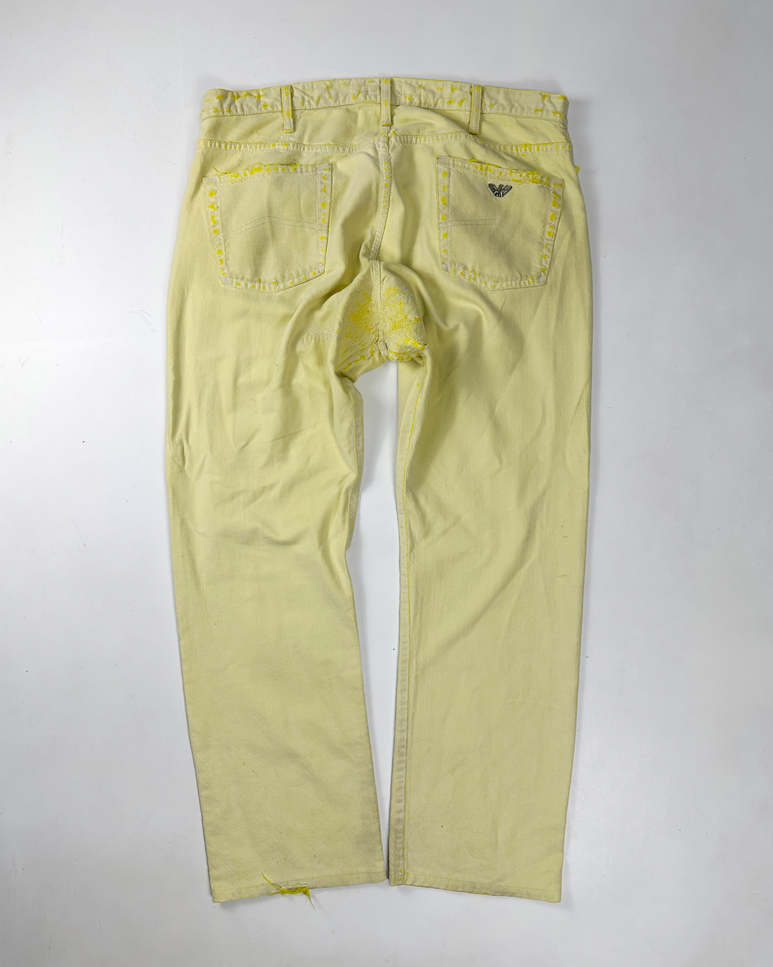 Armani Destroyed Edges Yellow Cotton Pants 2000's