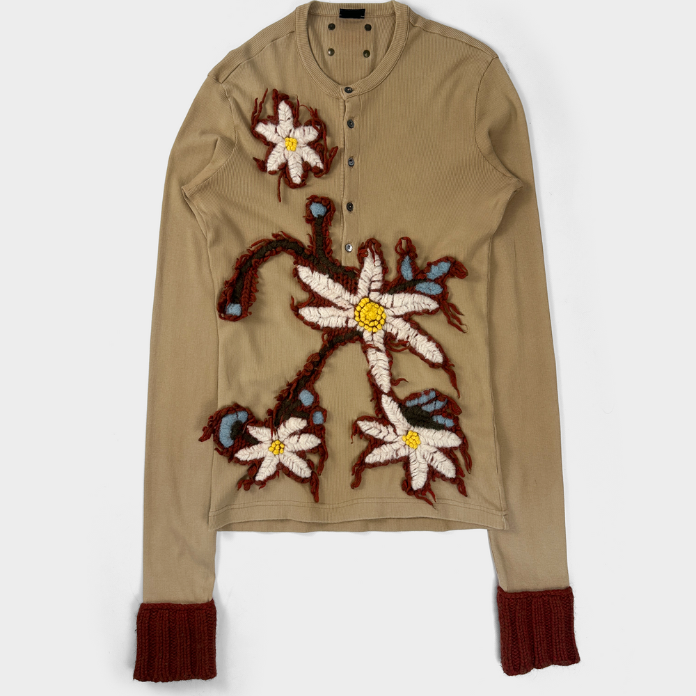 Dolce & Gabbana Beige Wool Flowers Knit 2000's