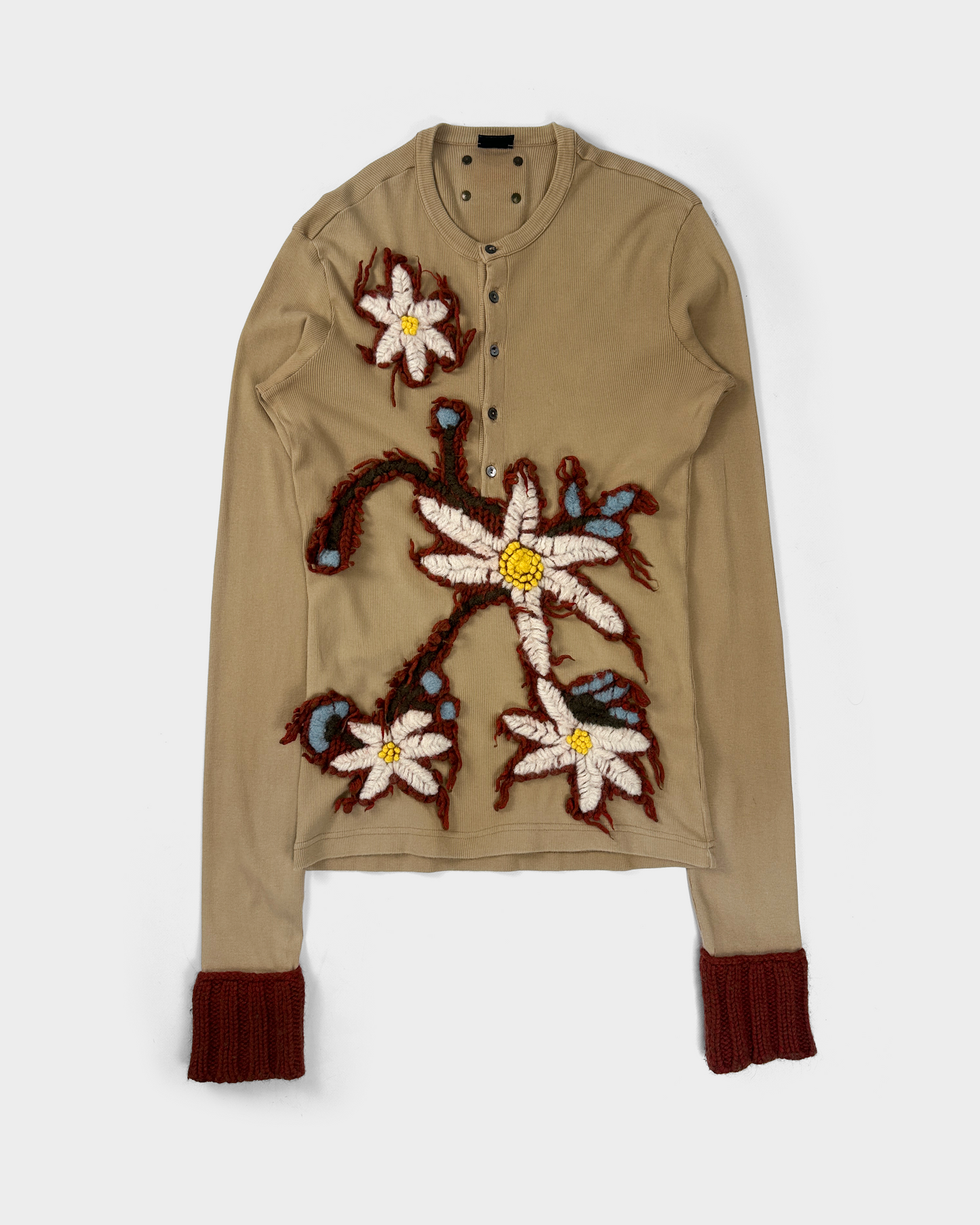 Dolce & Gabbana Beige Wool Flowers Knit 2000's