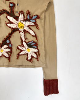 Dolce & Gabbana Beige Wool Flowers Knit 2000's