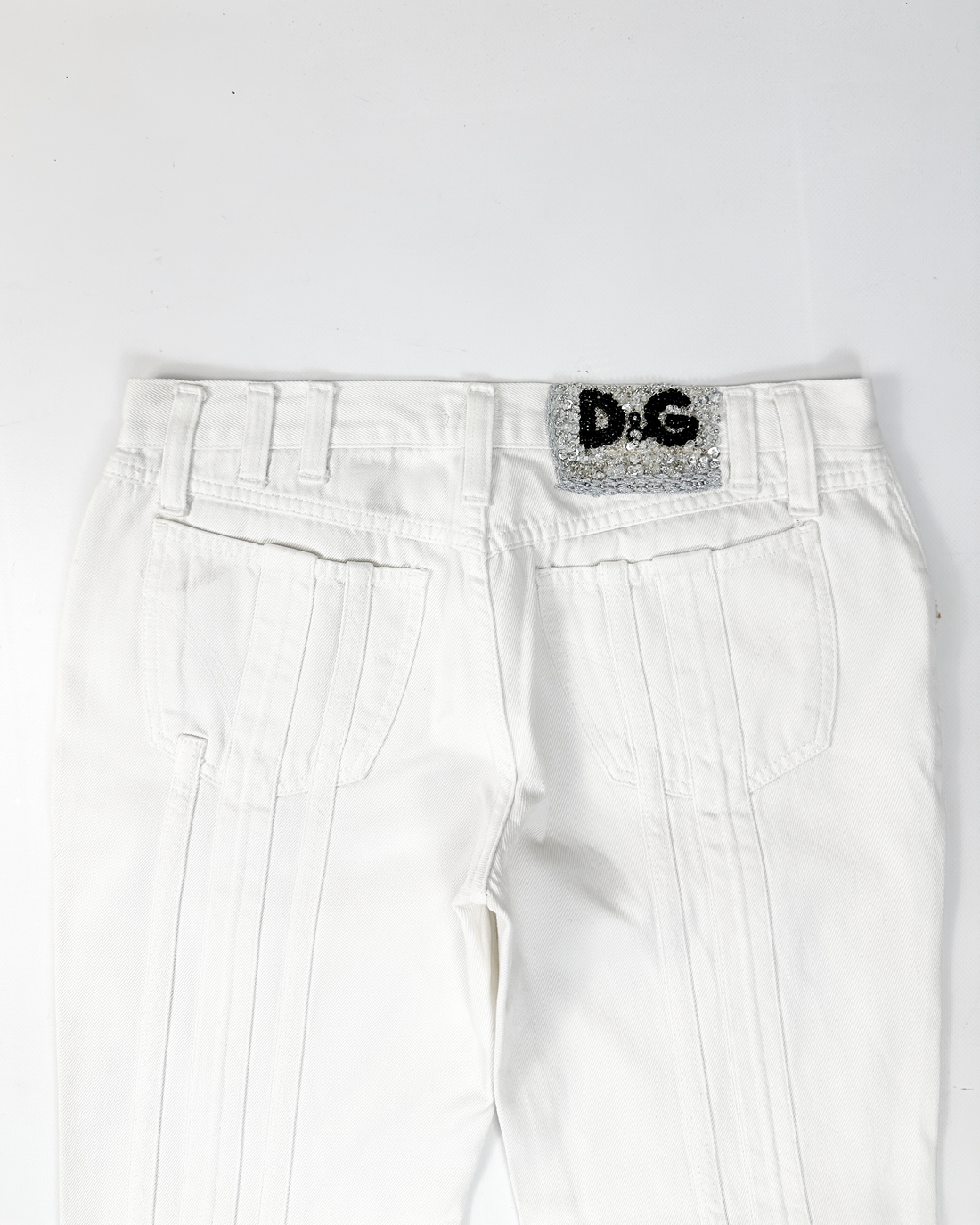 Dolce & Gabbana White Stripes Denim Pants 2000's