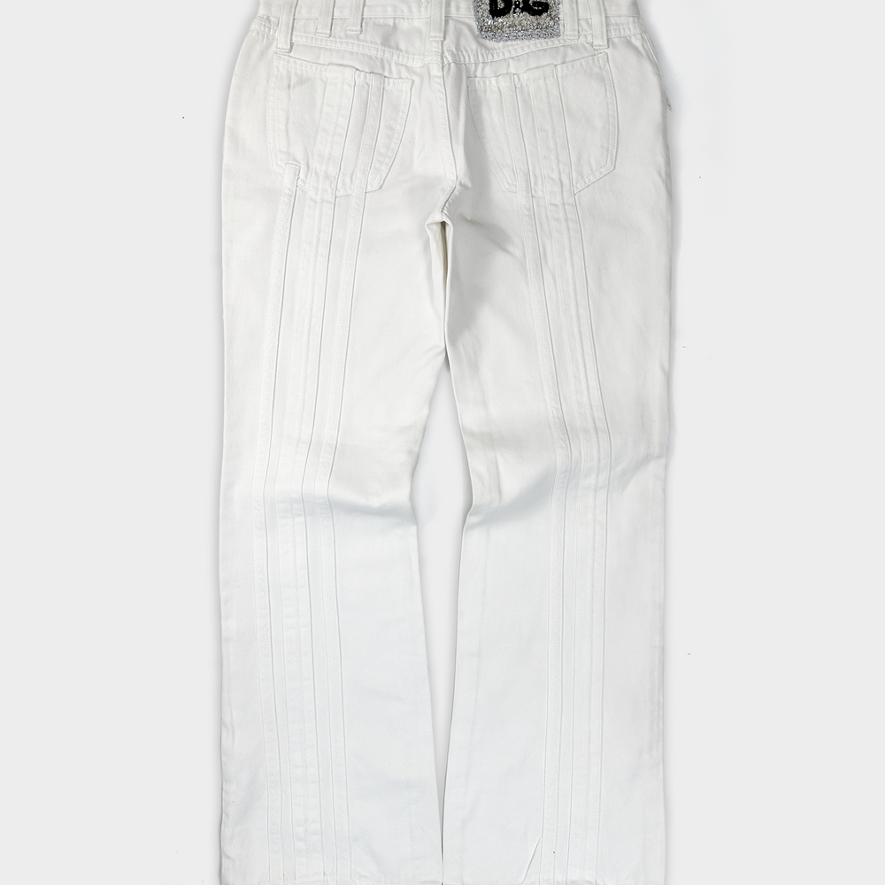 Dolce & Gabbana White Stripes Denim Pants 2000's