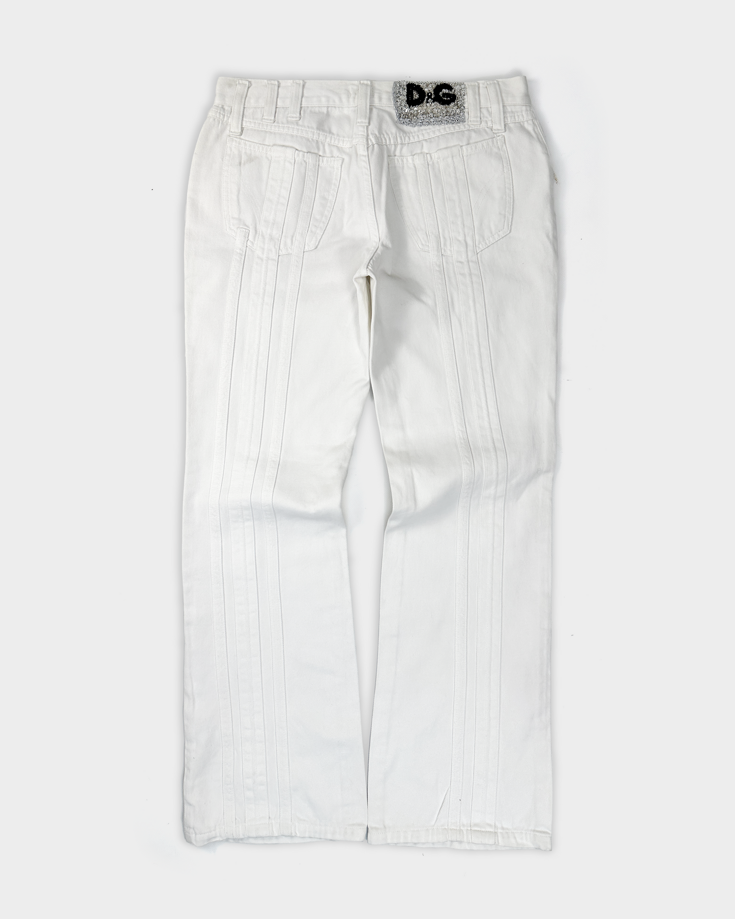 Dolce & Gabbana White Stripes Denim Pants 2000's