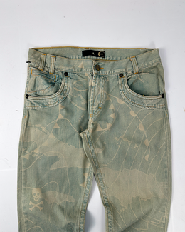 Roberto Cavalli Treasure Map Denim Pants 2000's