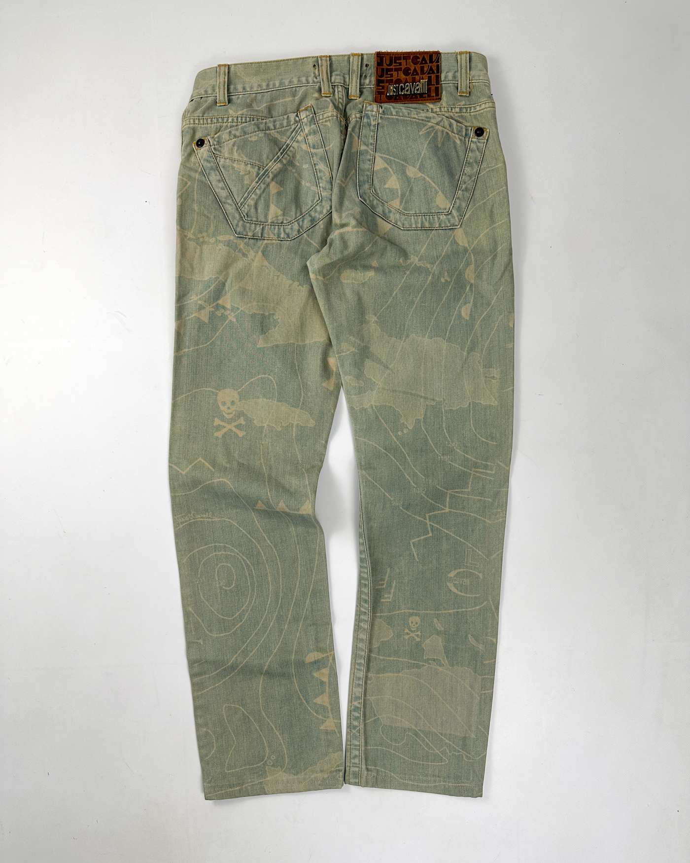 Roberto Cavalli Treasure Map Denim Pants 2000's