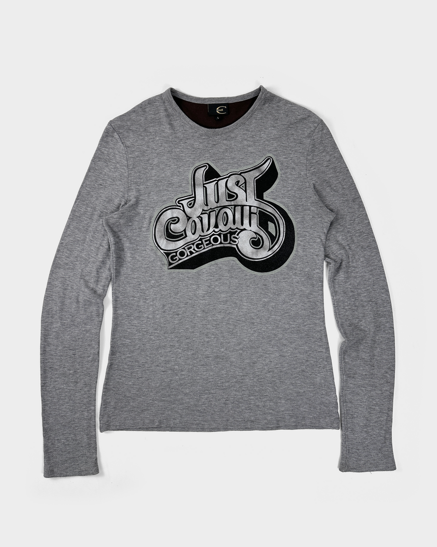 Roberto Cavalli "Gorgeous" Grey Tee Top 2000's