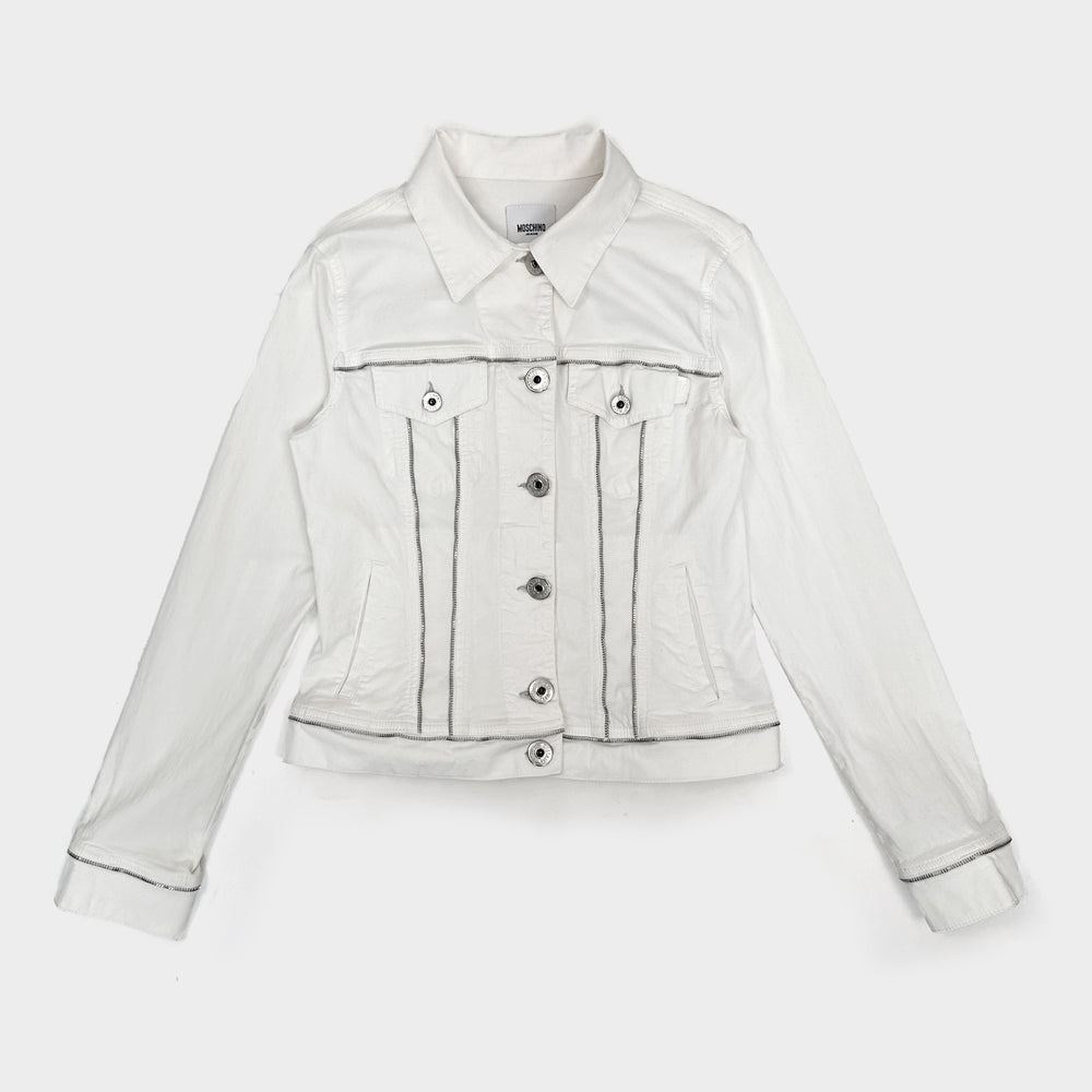 Moschino White Denim Zippers Jacket 1990's