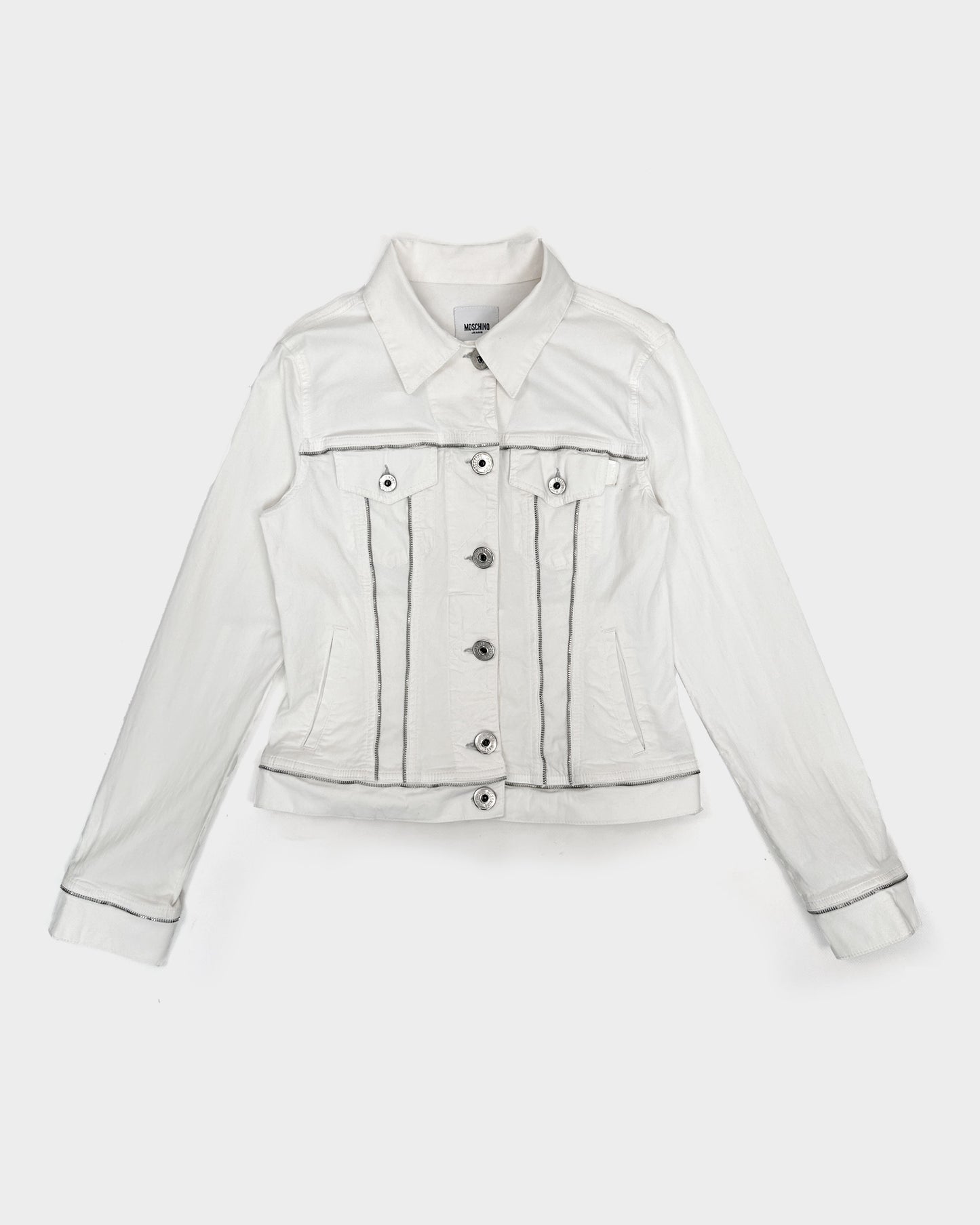 Moschino White Denim Zippers Jacket 1990's