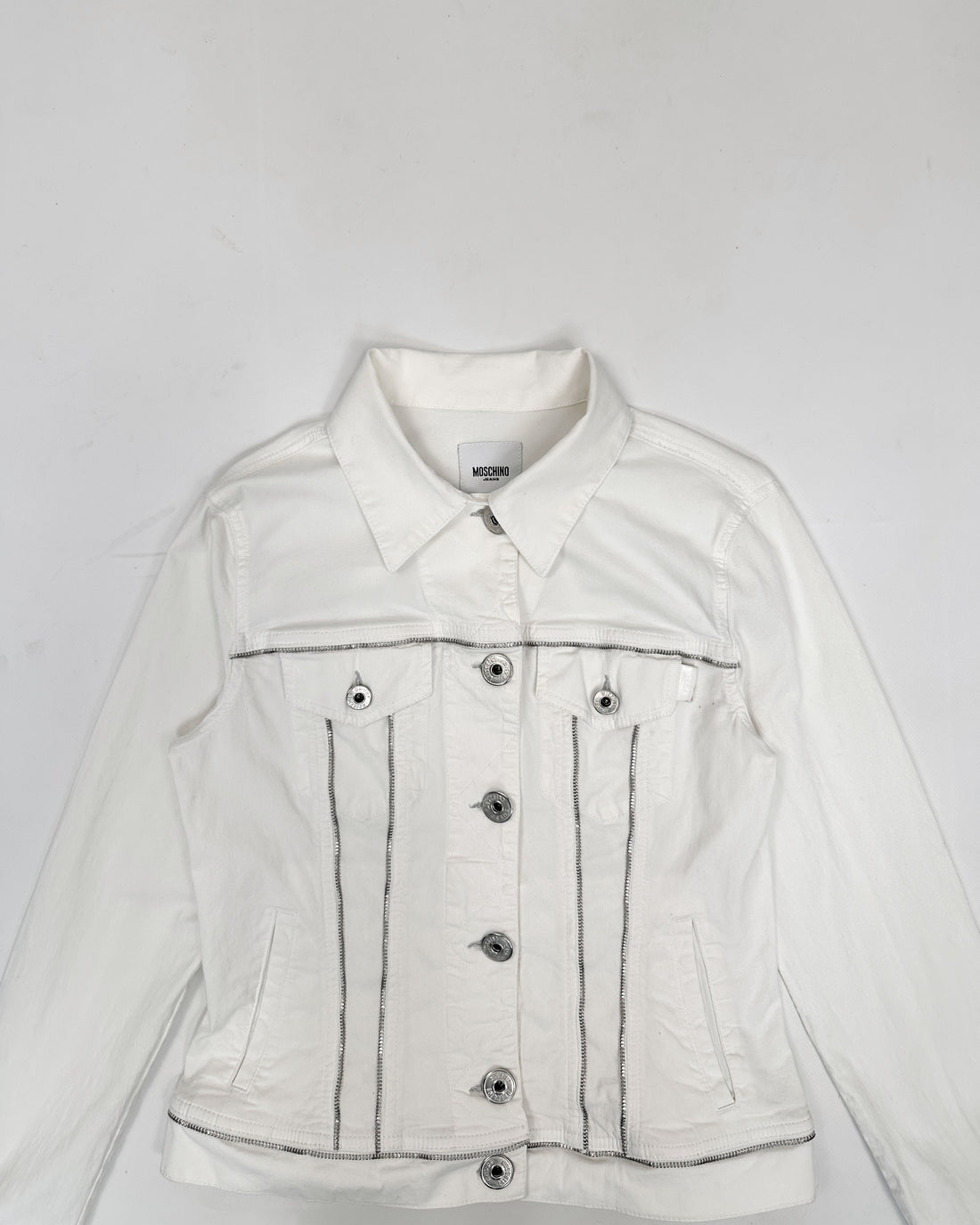 Moschino White Denim Zippers Jacket 1990's
