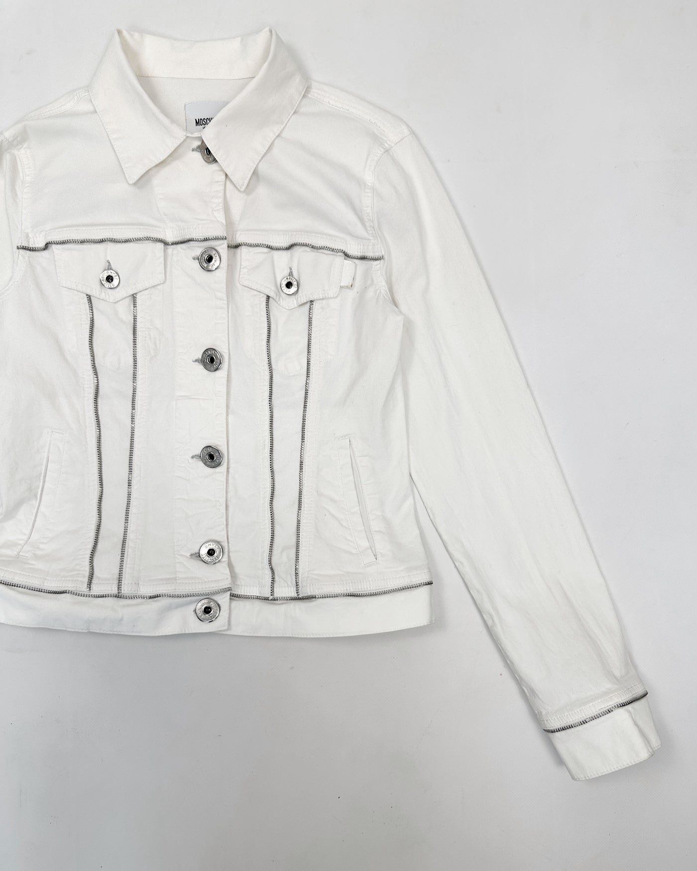 Moschino White Denim Zippers Jacket 1990's