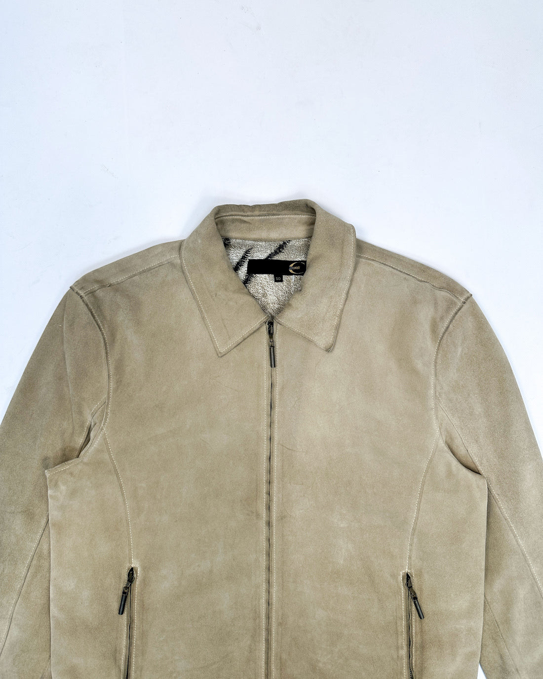 Just Cavalli Beige Suede Zipped Jacket 1990's