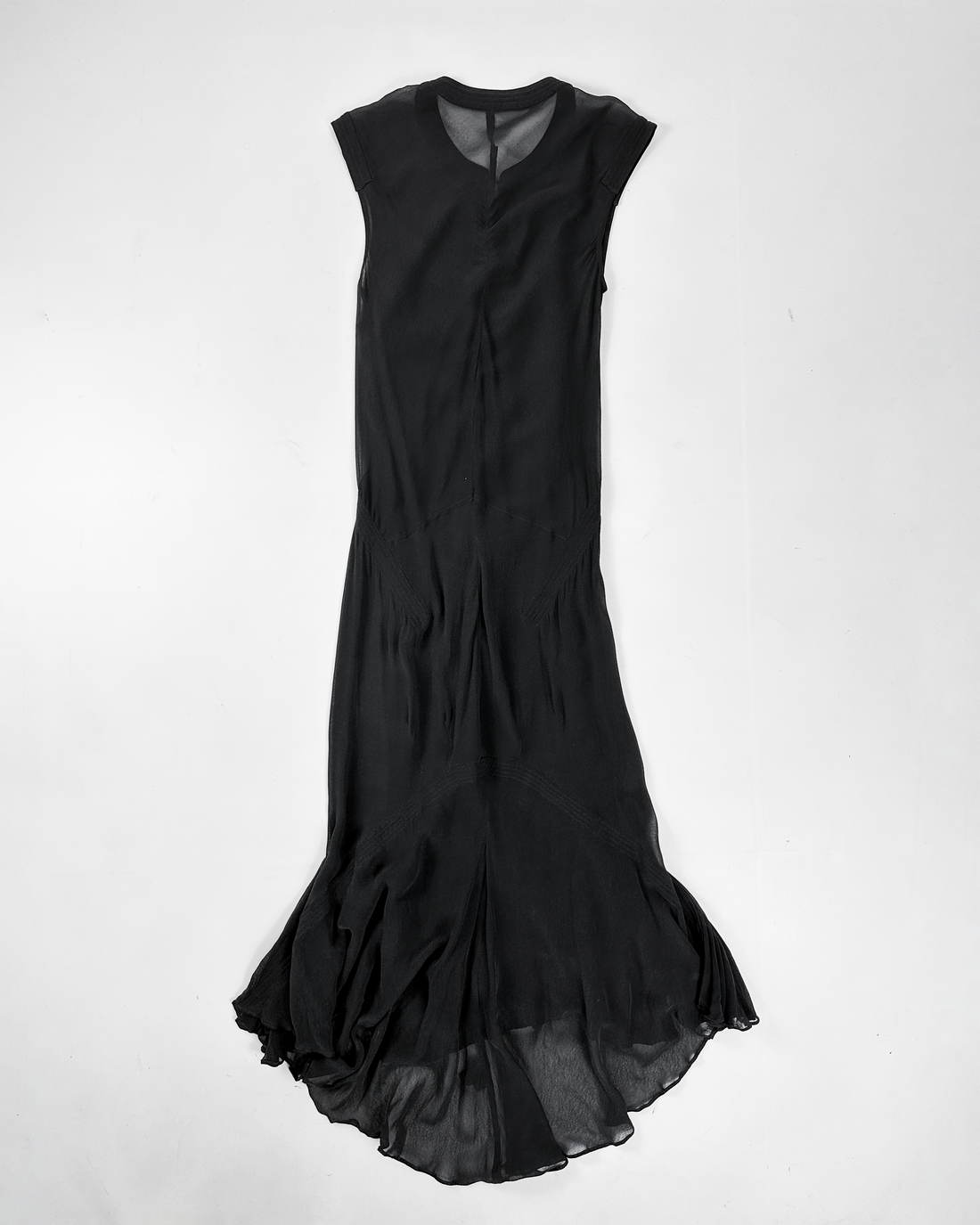 Nao Takekoshi Black Zipped Fluid Silk Dress 2000's